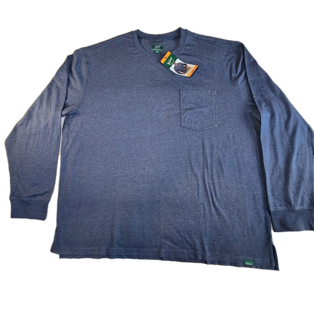 WOOLRICH Long Sleeve Crew Neck T Shirt Mens XXL 2XL Blue Pocket Tee NEW - Picture 2 of 7